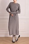 Gray cashmere dress for women Re Vera - belt, melange. 100% cashmere. Country of manufacture: Italy. Care: specialized cleaning - photo 2