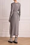 Gray cashmere dress for women Re Vera - belt, melange. 100% cashmere. Country of manufacture: Italy. Care: specialized cleaning - photo 4