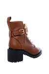 Women's brown boots made of leather and fur with a logo Valentino - Decoration: strap with buckle and logo. leather, fur. Sole height: 2 centimeters. lacing. Country of manufacture: Italy. Care: specialized cleaning - photo 4