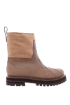 Loro Piana Women's brown boots with contrasting inserts - contrasting inserts. leather, textile. Sole height: 2 centimeters. Country of manufacture: Italy. Care: specialized cleaning - photo 1