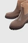 Loro Piana Women's brown boots with contrasting inserts - contrasting inserts. leather, textile. Sole height: 2 centimeters. Country of manufacture: Italy. Care: specialized cleaning - photo 5