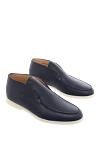 Loro Piana Blue leather loafers for men - contrasting white sole. 100% genuine leather. Country of manufacture: Italy. Care: specialized cleaning - photo 3