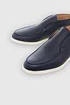 Loro Piana Blue leather loafers for men - contrasting white sole. 100% genuine leather. Country of manufacture: Italy. Care: specialized cleaning - photo 5