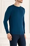 Loro Piana Blue wool sweater for men - 100% wool. Country of manufacture: Italy. Care: specialized cleaning - photo 3