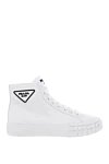 Prada White polyamide and leather sneakers for women - logo. polyamide, leather. lacing. Country of manufacture: Italy. Care: specialized cleaning - photo 1