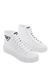 White polyamide and leather sneakers for women Prada - logo. polyamide, leather. lacing. Country of manufacture: Italy. Care: specialized cleaning - photo 2