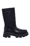 Prada Black leather boots for women - metal patch with logo. leather. zipper. Country of manufacture: Italy. Care: specialized cleaning - photo 1