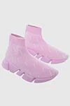 Balenciaga Women's pink sneakers with a logo print - logo print. polyester, elastane. elastic inserts. Country of manufacture: Italy. Care: specialized cleaning - photo 3