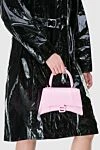 Сумка из кожи розовая женская Balenciaga - логотип, тиснение. молния, кнопка. кожа. Страна производитель: Италия. Уход: специализированная чистка - фото 2