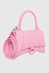 Сумка из кожи розовая женская Balenciaga - логотип, тиснение. молния, кнопка. кожа. Страна производитель: Италия. Уход: специализированная чистка - фото 4