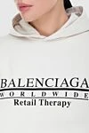 Balenciaga Hoodie made of cotton for women beige - logo. hood, front pocket. 100% cotton. Country of manufacture: Italy. Care: specialized cleaning - photo 5