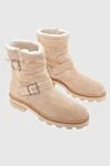 Jimmy Choo Women's beige leather boots with fur and buckles - buckles. genuine leather, fur. buckles. Country of manufacture: Italy. Care: specialized cleaning - photo 3