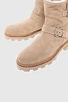 Jimmy Choo Women's beige leather boots with fur and buckles - buckles. genuine leather, fur. buckles. Country of manufacture: Italy. Care: specialized cleaning - photo 5