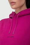 Saint Laurent Pink cotton hoodie for women - hood, drawstring closure, side pockets. 100% cotton. Country of manufacture: Italy. Care: specialized cleaning - photo 5