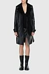 Пальто из натуральной кожи и меха черное женское Saint Laurent - 100% натуральный мех, натуральная кожа. пуговицы, пояс. два боковых кармана. Страна производитель: Франция. Уход: специализированная чистка - фото 2