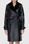 Saint Laurent Пальто из натуральной кожи и меха черное женское - 100% натуральный мех, натуральная кожа. пуговицы, пояс. два боковых кармана. Страна производитель: Франция. Уход: специализированная чистка - фото 3