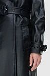 Saint Laurent Пальто из натуральной кожи и меха черное женское - 100% натуральный мех, натуральная кожа. пуговицы, пояс. два боковых кармана. Страна производитель: Франция. Уход: специализированная чистка - фото 5