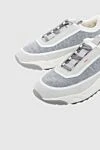 Santoni Кроссовки из кожи и меха серые женские - контрастная подошва, вставки. кожа, мех. шнуровка. Страна производитель: Италия. Уход: специализированная чистка - фото 5