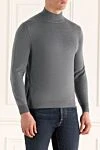 Cesare di Napoli Men's high-collar stand-up woolen sweater gray - High collar stand. 100% wool. Country of manufacture: Italy. Care: specialized cleaning - photo 3