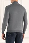 Men's high-collar stand-up woolen sweater gray Cesare di Napoli - High collar stand. 100% wool. Country of manufacture: Italy. Care: specialized cleaning - photo 4