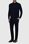 Black men's wool sports suit Cesare di Napoli - Textured pattern. 100% wool. Closure: Drawstring, zipper. Four side pockets. Country of manufacture: Italy. Care: specialized cleaning - photo 2