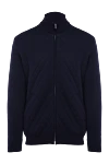 Cesare di Napoli Men's blue wool sports sweatshirt - 100% wool. Closure: zipper. Country of manufacture: Italy. Care: specialized cleaning - photo 1