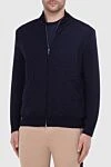 Cesare di Napoli Men's blue wool sports sweatshirt - 100% wool. Closure: zipper. Country of manufacture: Italy. Care: specialized cleaning - photo 3