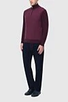 Тройер из кашемира и шелка бордового цвета с геометрическим узором Stefano Ricci - Контрастная отделка. 95% кашемир, 5% шёлк. Молния. Страна производитель: Италия. Уход: специализированная чистка - фото 2
