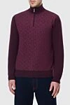 Stefano Ricci Тройер из кашемира и шелка бордового цвета с геометрическим узором - Контрастная отделка. 95% кашемир, 5% шёлк. Молния. Страна производитель: Италия. Уход: специализированная чистка - фото 3