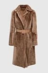 Fleur de Paris Beige fur coat made of natural fur for women - 100% real fur, genuine leather. hooks, belt. two side pockets. Country of manufacture: Italy. Care: specialized cleaning - photo 1