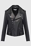 Fleur de Paris Black genuine leather jacket for women - oblique zipper. 100% genuine leather. Closure: zipper. two side pockets, one chest pocket. Country of manufacture: Italy. Care: specialized cleaning - photo 1