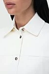 Fleur de Paris Women's leather shirt with pocket and short sleeves white - short sleeve. genuine leather. buttons. Country of manufacture: Italy. Care: specialized cleaning - photo 5