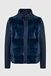 Antonio Arnesano Women's blue mink and polyamide jacket - stripe pattern. hood. mink, polyamide. Closure: zipper. two side pockets. Country of manufacture: Italy. Care: specialized cleaning - photo 1