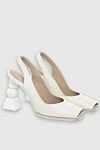 Jacquemus Women's white leather shoes with a geometric heel - Decoration selection. genuine leather. Heel height: 8 centimeters. buckle. Country of manufacture: Italy. Care: specialized cleaning - photo 3