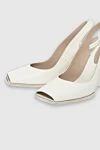 Jacquemus Women's white leather shoes with a geometric heel - Decoration selection. genuine leather. Heel height: 8 centimeters. buckle. Country of manufacture: Italy. Care: specialized cleaning - photo 5