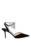 Jimmy Choo Босоніжки з замші чорні жіночі - бахрома з кристалів. замша. пряжка. Каблук: 8 сантиметрів. Країна виробник: Италия. Догляд: спеціалізоване чищення - фото 1