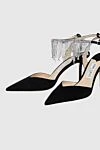 Jimmy Choo Босоніжки з замші чорні жіночі - бахрома з кристалів. замша. пряжка. Каблук: 8 сантиметрів. Країна виробник: Италия. Догляд: спеціалізоване чищення - фото 5