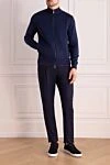 Брюки из шерсти синие мужские Brunello Cucinelli - 100% шерсть. кулиска. два боковых кармана. Страна производитель: Италия. Уход: специализированная чистка - фото 2