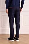 Брюки из шерсти синие мужские Brunello Cucinelli - 100% шерсть. кулиска. два боковых кармана. Страна производитель: Италия. Уход: специализированная чистка - фото 4
