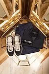 Brunello Cucinelli Брюки из шерсти синие мужские - 100% шерсть. кулиска. два боковых кармана. Страна производитель: Италия. Уход: специализированная чистка - фото 7