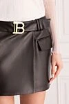 Balmain Black leather skirt for women - Decoration: logo on the buckle. two pockets. 100% leather. zipper, belt. Country of manufacture: Italy. Care: specialized cleaning - photo 5