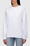 Balmain White cotton sweatshirt for women - 100% cotton. Country of manufacture: Italy. Care: specialized cleaning - photo 3