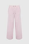 Balmain Pink pants for women - monogram logo. two pockets. 55% wool, 40% linen, 5% polyamide. drawstring. Country of manufacture: Italy. Care: specialized cleaning - photo 1