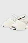 Fendi Women's white sandals with fur and heel in the shape of the letter F - original design. genuine leather. buckle. Country of manufacture: Italy. Care: specialized cleaning - photo 5