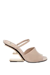 Fendi Beige women's sandals with F-shaped heel - Golden plated. 100% Genuine Leather. Installation: Genuine Leather. Buckle. Heel height: 8.5 cm. Country of manufacture: Italy. Care: specialized cleaning - photo 1