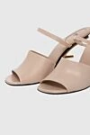 Fendi Beige women's sandals with F-shaped heel - Golden plated. 100% Genuine Leather. Installation: Genuine Leather. Buckle. Heel height: 8.5 cm. Country of manufacture: Italy. Care: specialized cleaning - photo 5