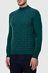 Cesare di Napoli Men's high-collar stand-up jumper made of wool green - High collar stand. 100% wool. Country of manufacture: Italy. Care: specialized cleaning - photo 3