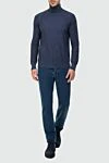 Men's wool golf blue Cesare di Napoli - High neck. 100% wool. Country of manufacture: Italy. Care: specialized cleaning - photo 2