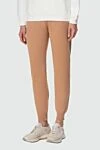 Fabiana Filippi Beige trousers for women - cuffs. two pockets. 75% wool, 15% silk, 10% cashmere. elastic belt. Country of manufacture: Italy. Care: specialized cleaning - photo 3