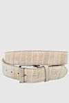 Cesare di Napoli Crocodile leather belt beige for men - Textured leather. 100% crocodile leather. Size: Width 4cm. Buckle. Country of manufacture: Italy. Care: specialized cleaning - photo 1